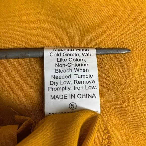 Shein Mustard Yellow Shirtdress Button Up Drawstring Waist High Low Retro L - Picture 9 of 10